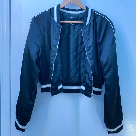Forever 21 Quilted Satin Bomber Jacket - Picture 2 of 7